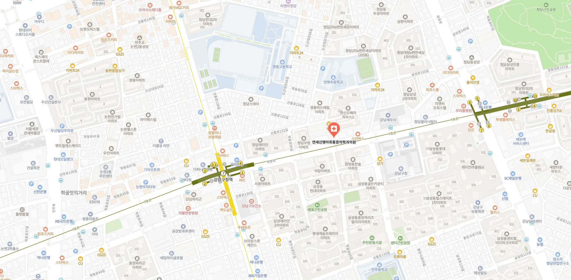 연세신명통증의학과 위치 지도