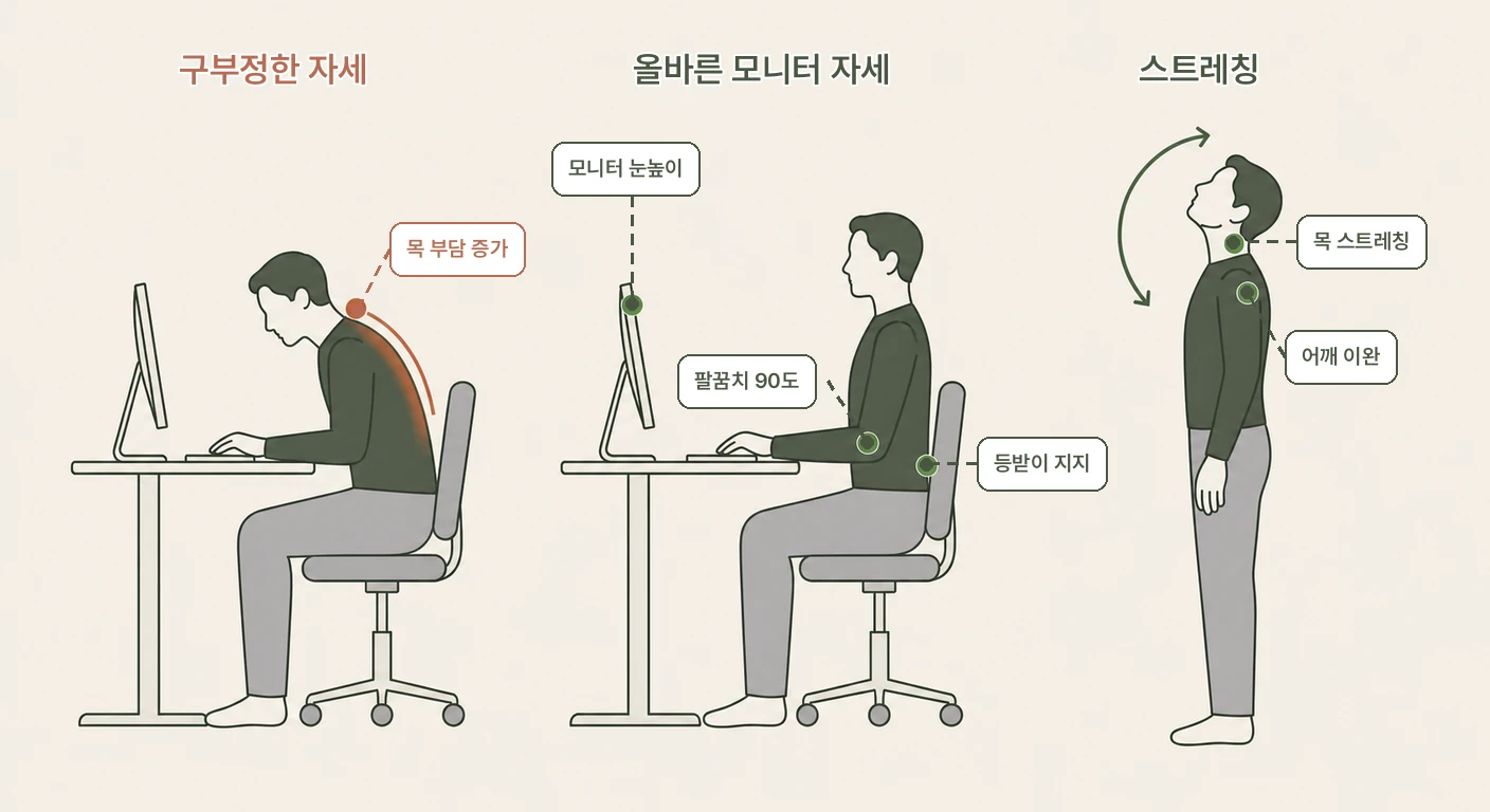 컴퓨터 하면 목이 아파요 설명 이미지