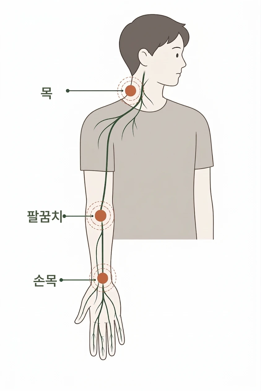손 저림이 목 문제인지 손목 문제인지 어떻게 아나요? 설명 이미지