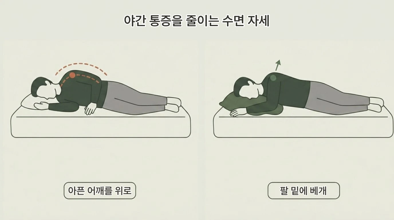 밤에 더 아픈 어깨, 왜 그런가요? 설명 이미지
