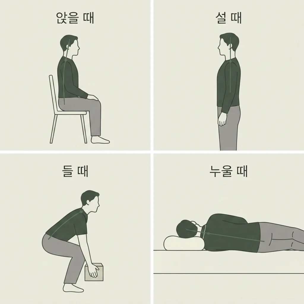 어떤 자세가 허리에 좋은가요? 설명 이미지