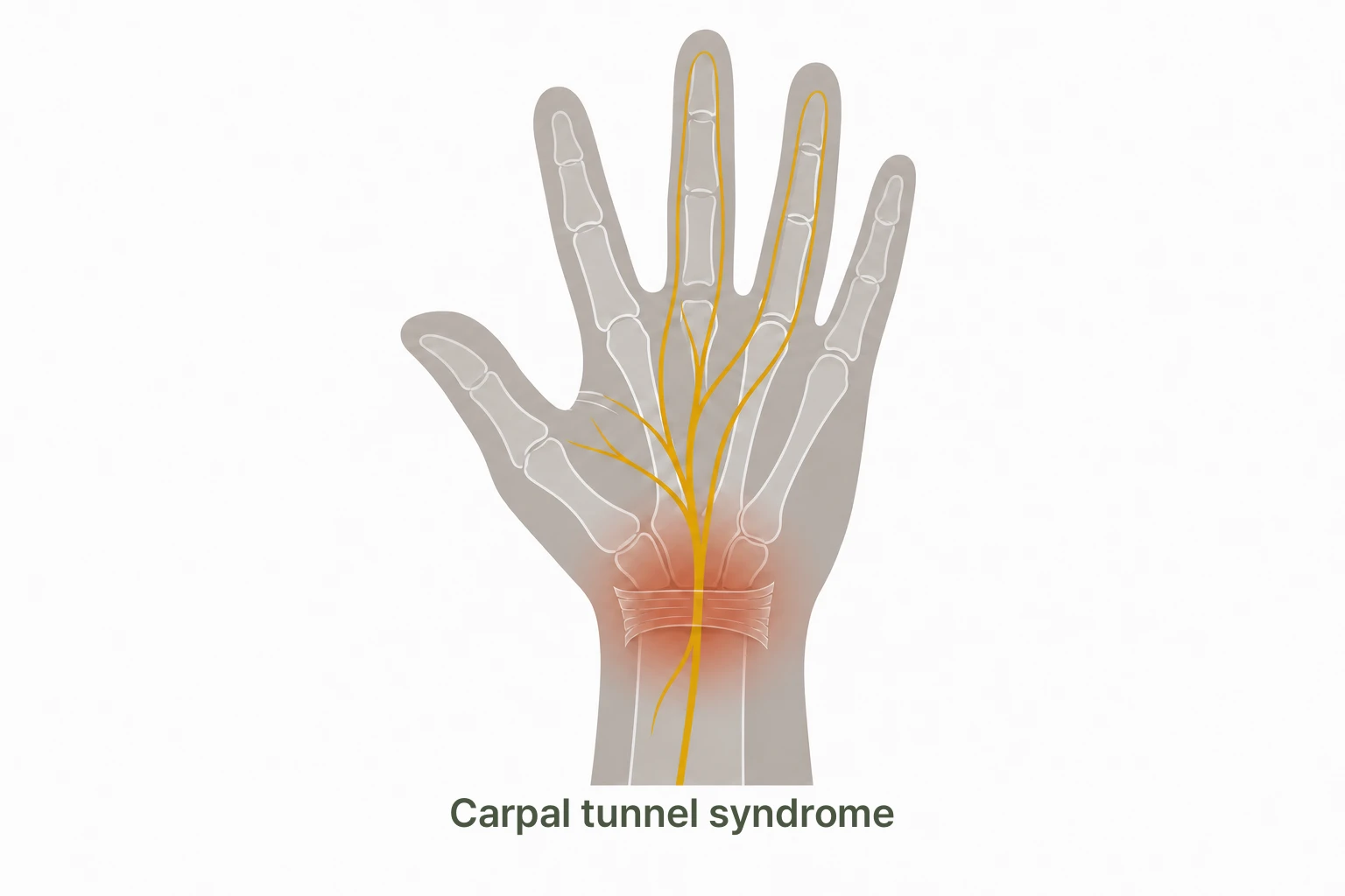 Carpal tunnel syndrome anatomical illustration