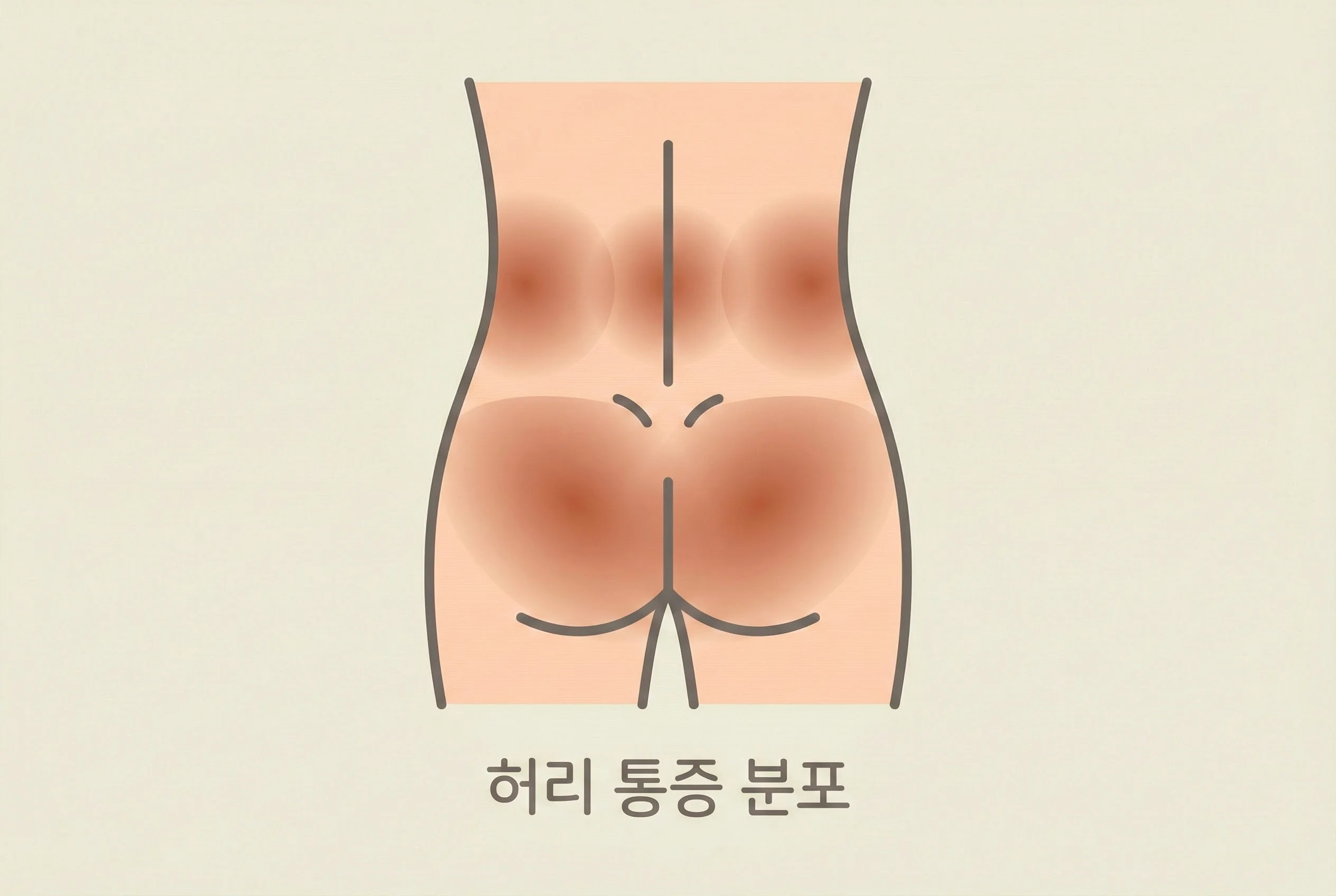 허리 통증 부위 표시 일러스트