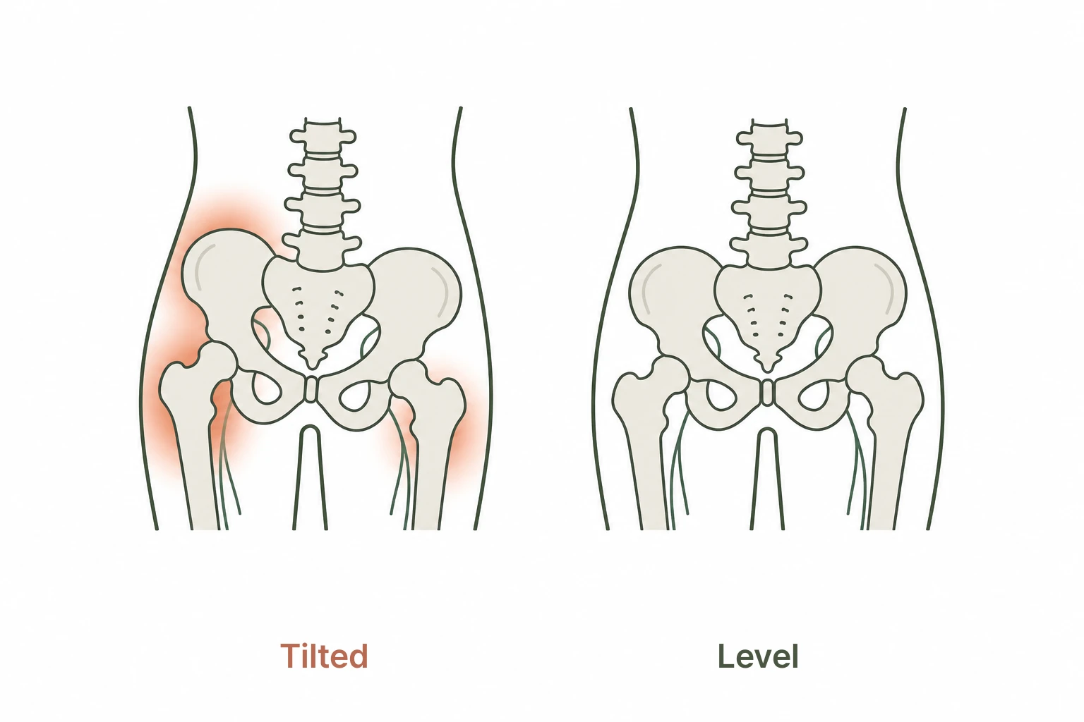 Pelvic alignment comparison illustration