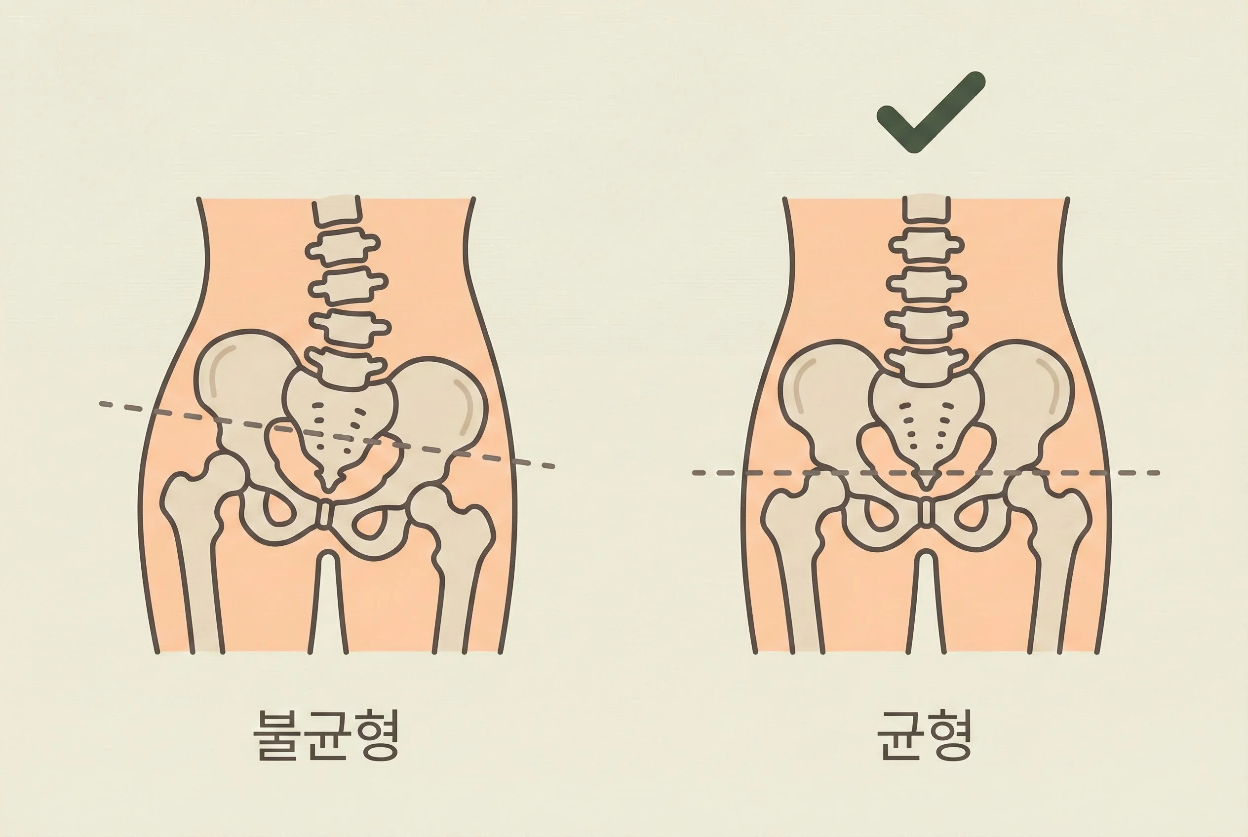 골반 정렬 비교 일러스트