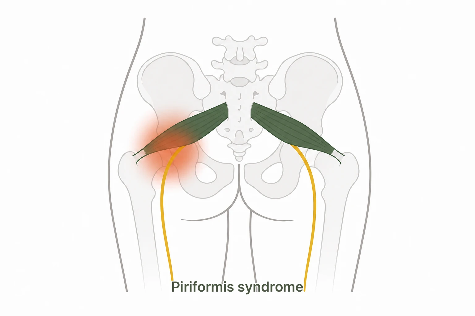 Illustration of the piriformis muscle and sciatic nerve location