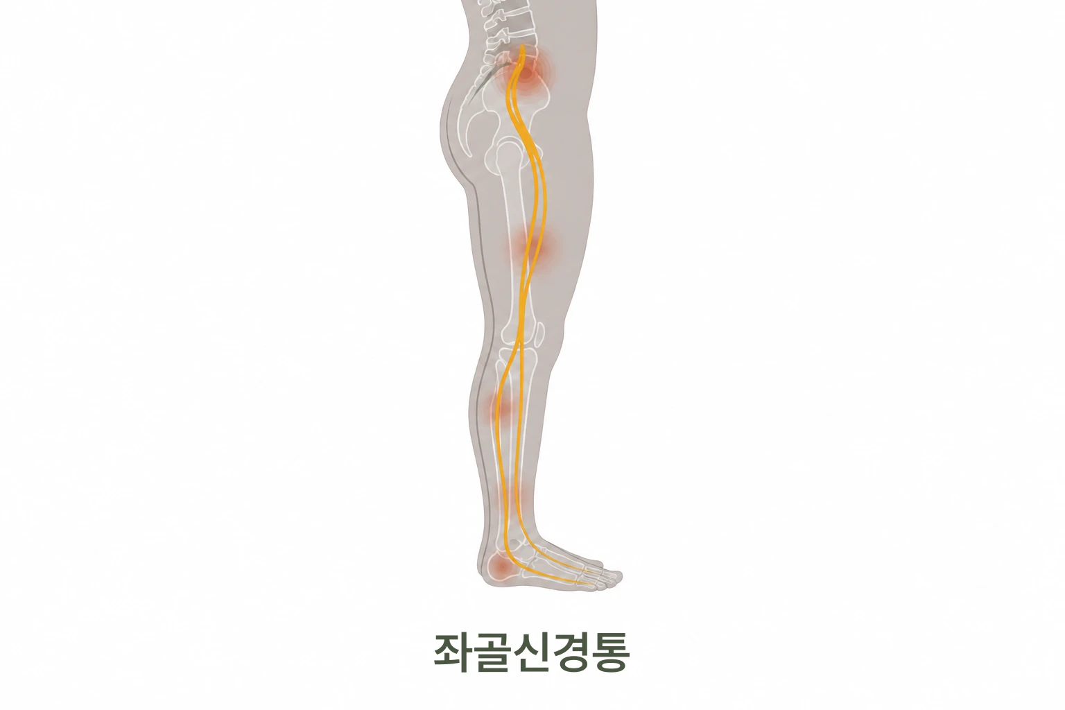 좌골신경통 신경 경로 일러스트