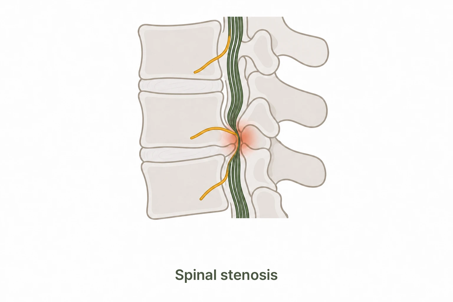 Spinal stenosis nerve compression illustration