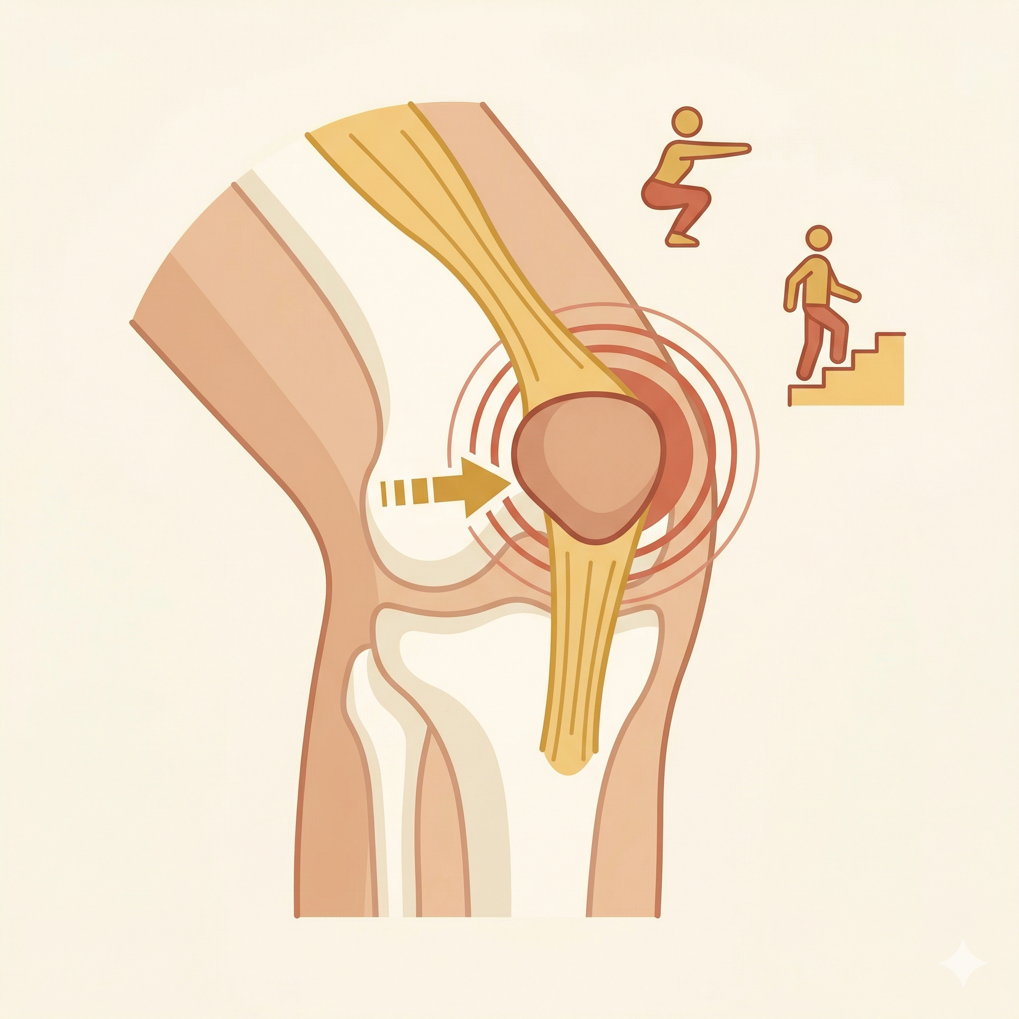 Patellofemoral syndrome kneecap tracking illustration