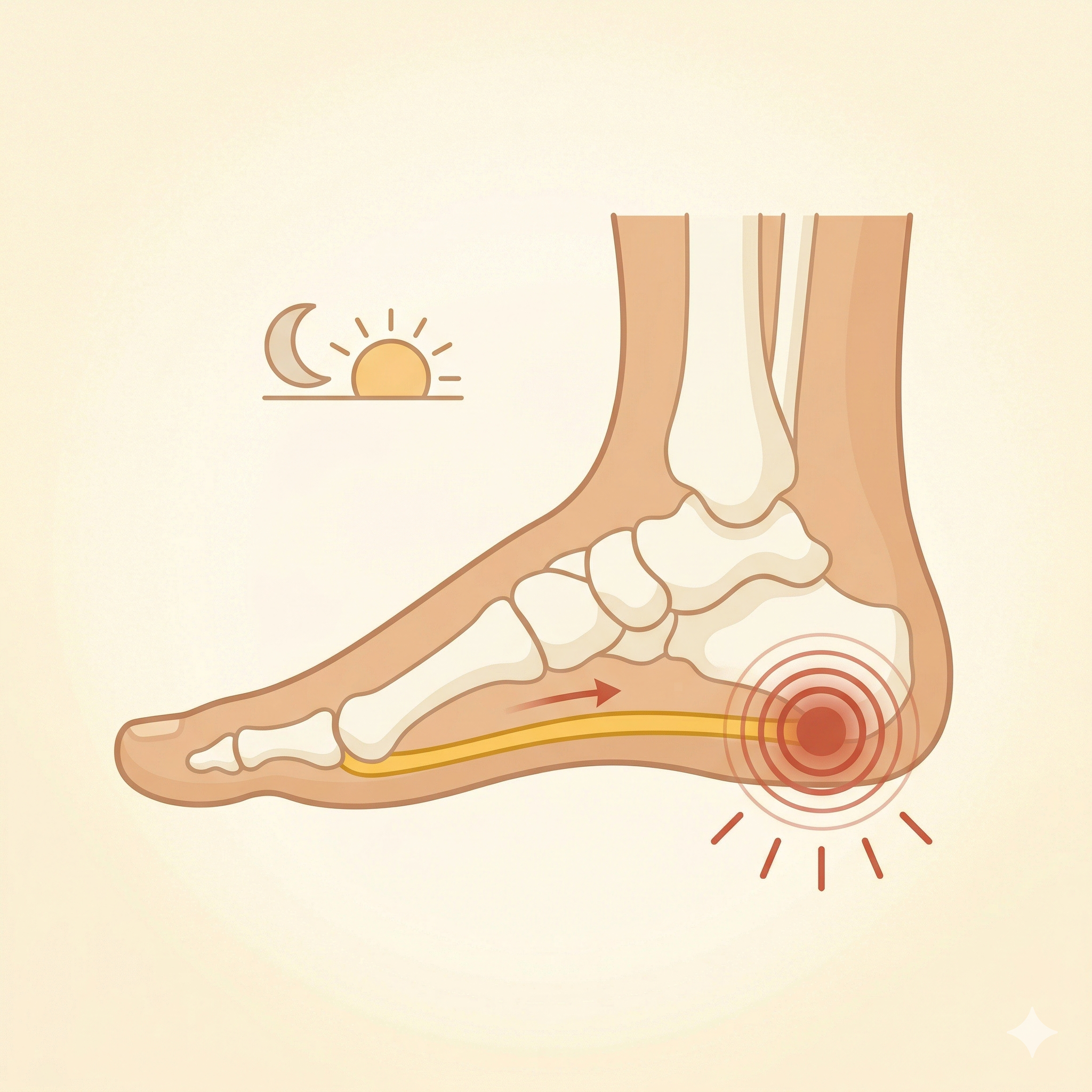 Plantar fasciitis heel pain illustration