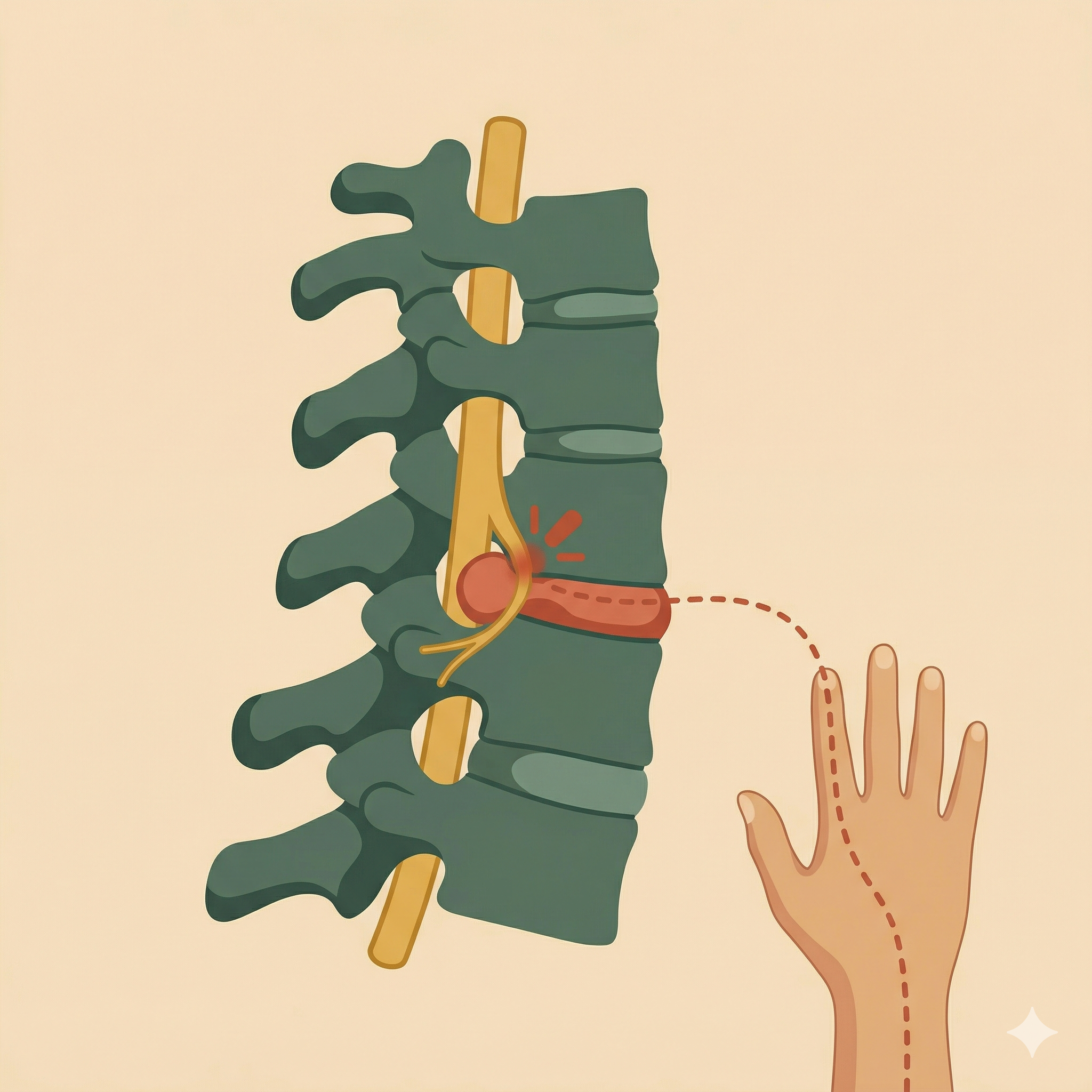 경추 디스크와 신경 자극 일러스트