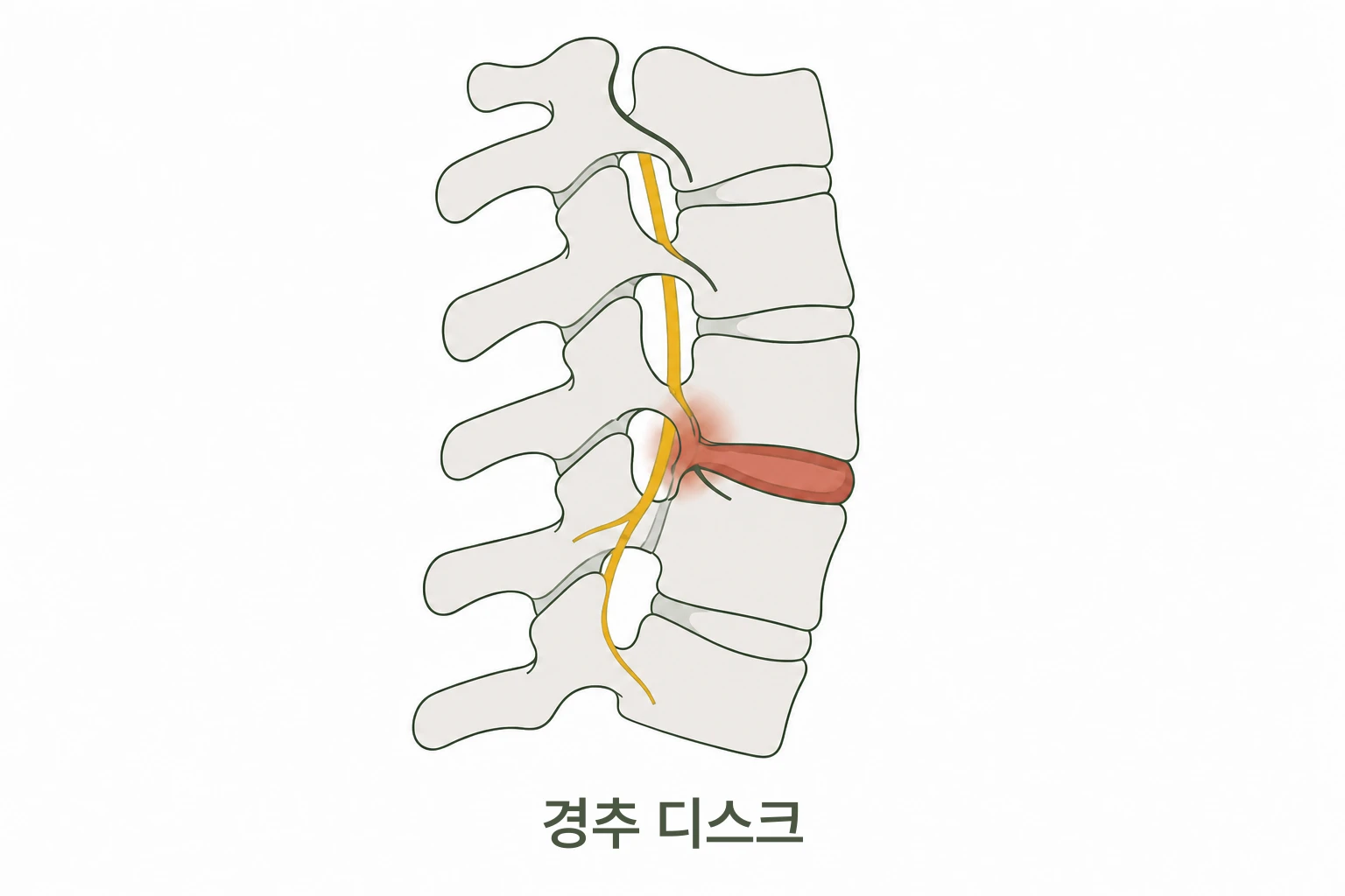 경추 디스크와 신경 자극 일러스트