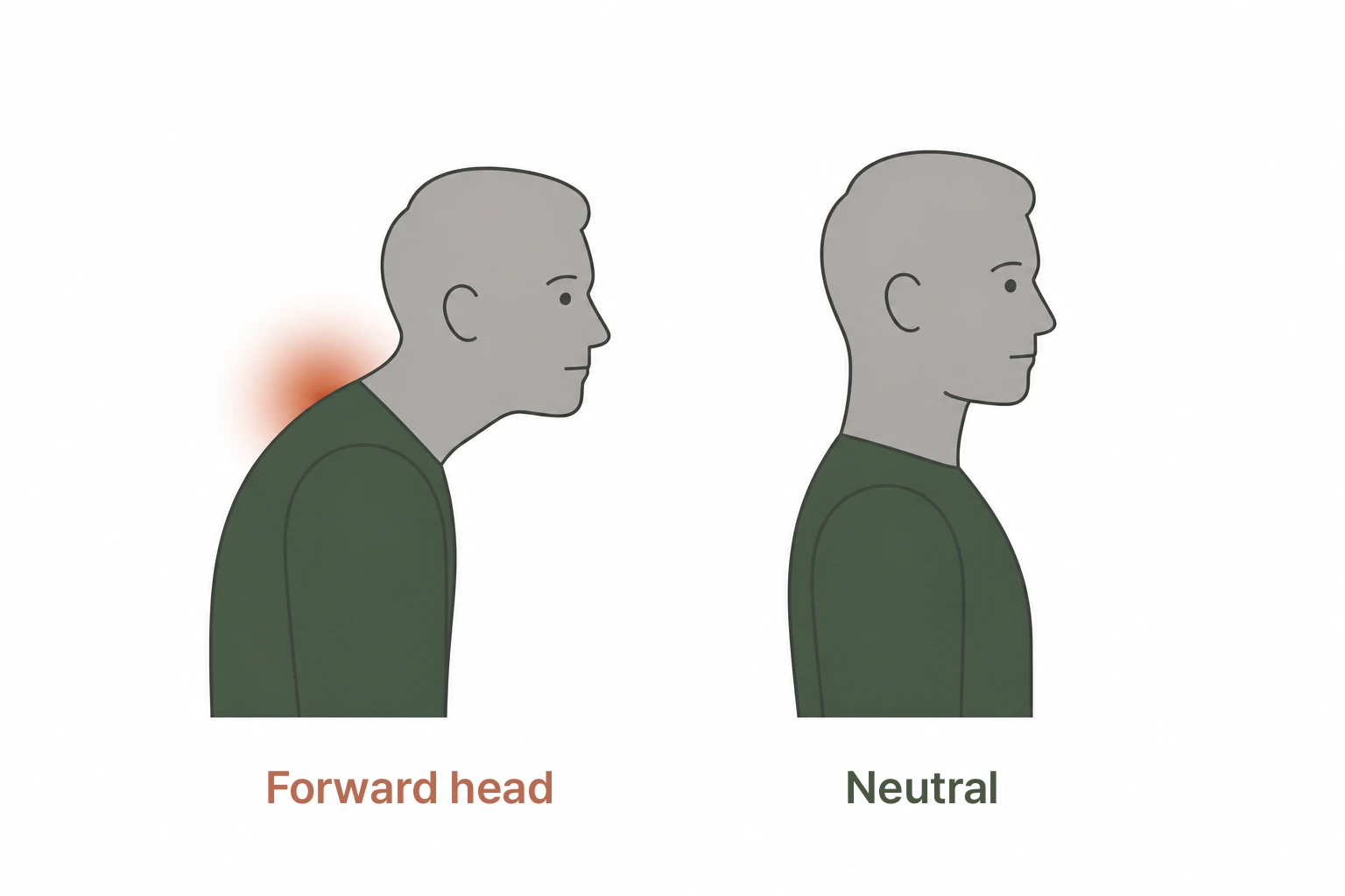 Forward head posture shown side by side with a neutral neck