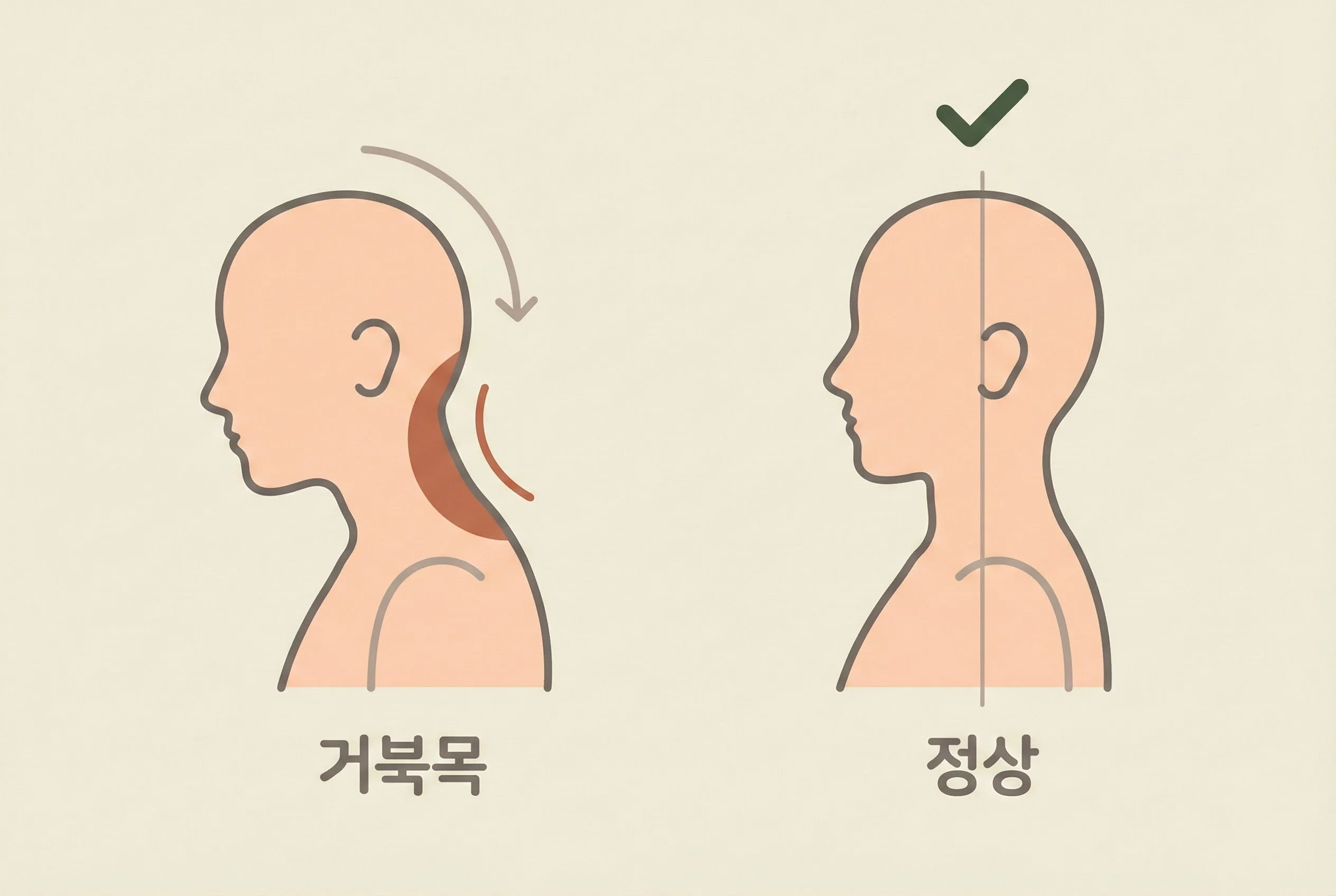 거북목 자세 비교 일러스트